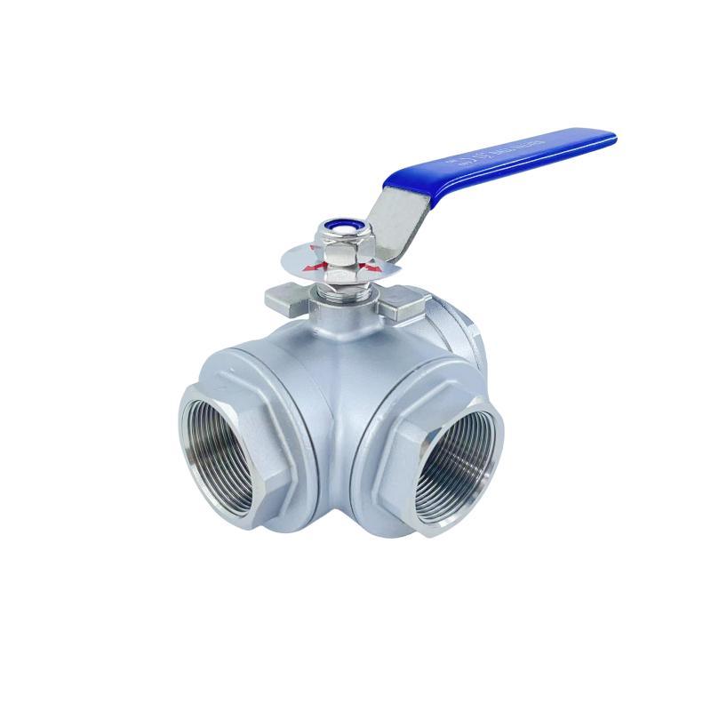 Manufacturer 304/316 Stainless Steel Three-Way Ball Valve with Handle