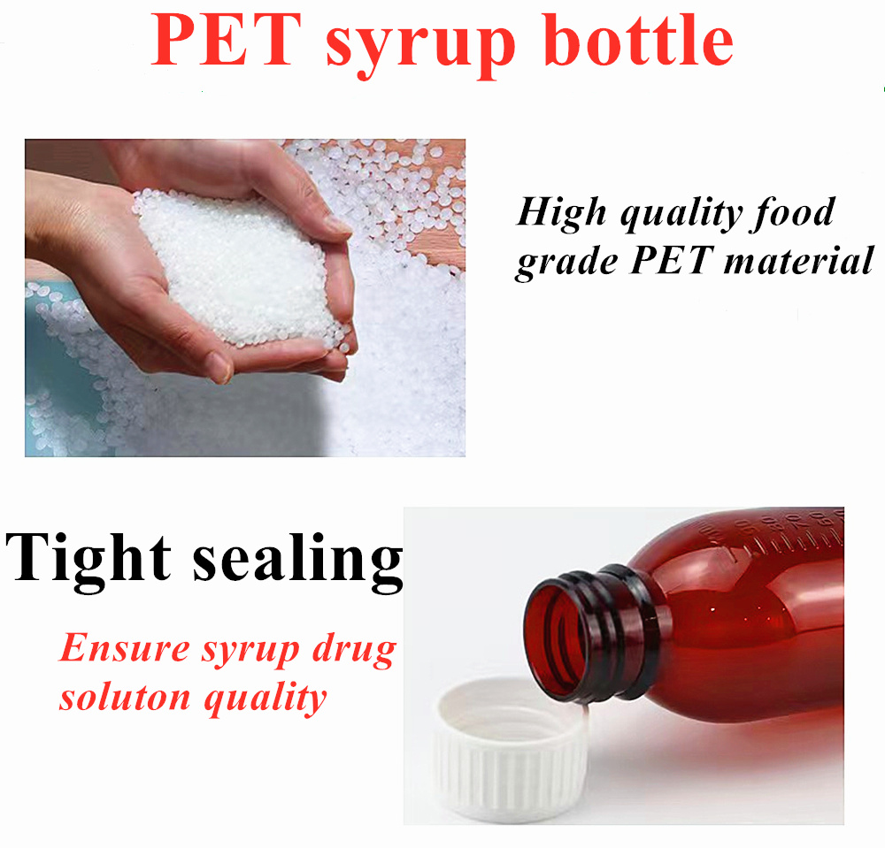 Wholesale 100ml 120ml 150ml Amber Round Pet Bottle Medicine Container Empty Plastic Cough Syrup Bottle with Tamper Proof Cap