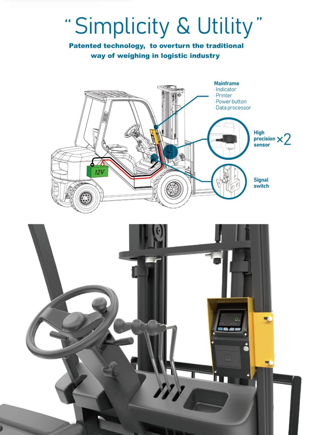 Aida Forklift Scale System 50kg to 5ton Wireless Scale Industrial Fork Lift Truck Weigh-in-Motion Scales