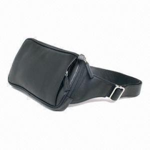 China Soft Leather Waist Bag Fanny Pack, Available in Black on sale 