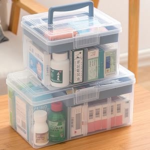 Transparent Home or Work Medicine First Aid Storage Box