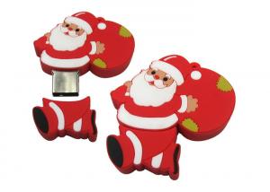 China Unique PVC Customised USB Flash Drives Red Santa Claus For Christmas Gift on sale 