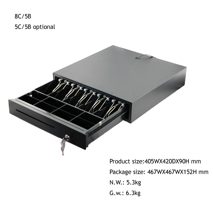 Hot Selling 5B8C Metal Housing Cash Drawer Money Box For Restaurant With RJ11 interface