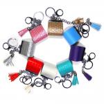 Sliver Plating Smooth Surface Coin Bag Keychain With Red Tassel