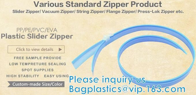 Vacuum String Horizontal Slider Flange Press Waterproof Easy Tear Zipper Slider Zip Lock, PVC EVA TPU Airproof 1