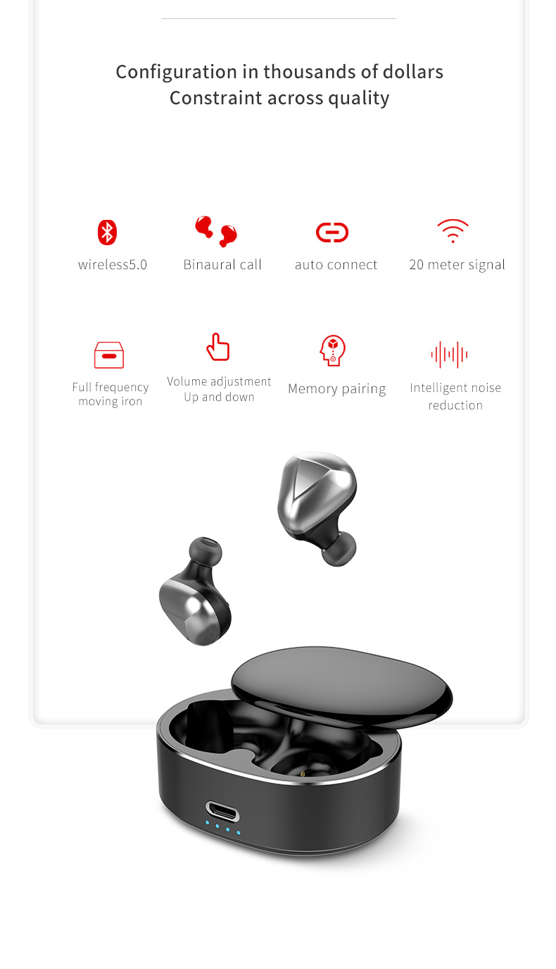 HiFi 6D Stereo Bluetooth 5.0 Tws Wireless Headphones Ipx6 Waterproof Headset Handfree Sport Bluetooth Earphone