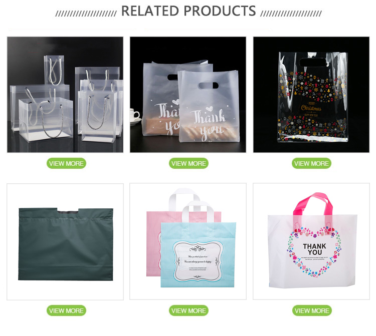 Custom logo printed wholesale gift transparent pp plastic handle bag for shopping