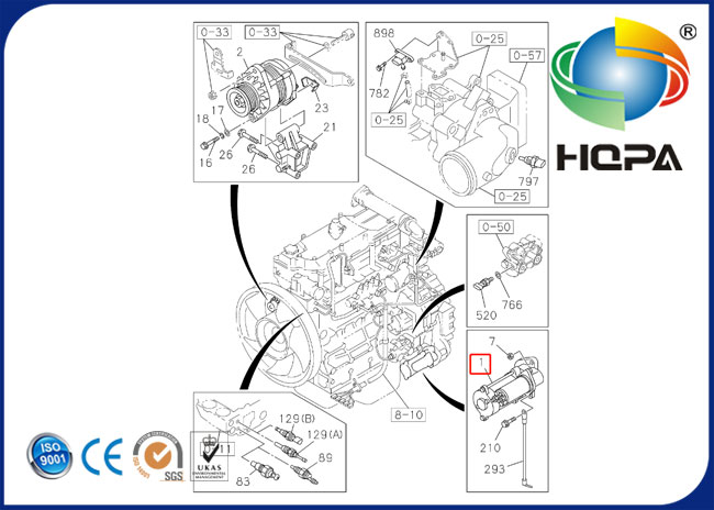 8980703211 starter for ISUZU engine 4HK1, WPS brand, for Hitachi Excavator