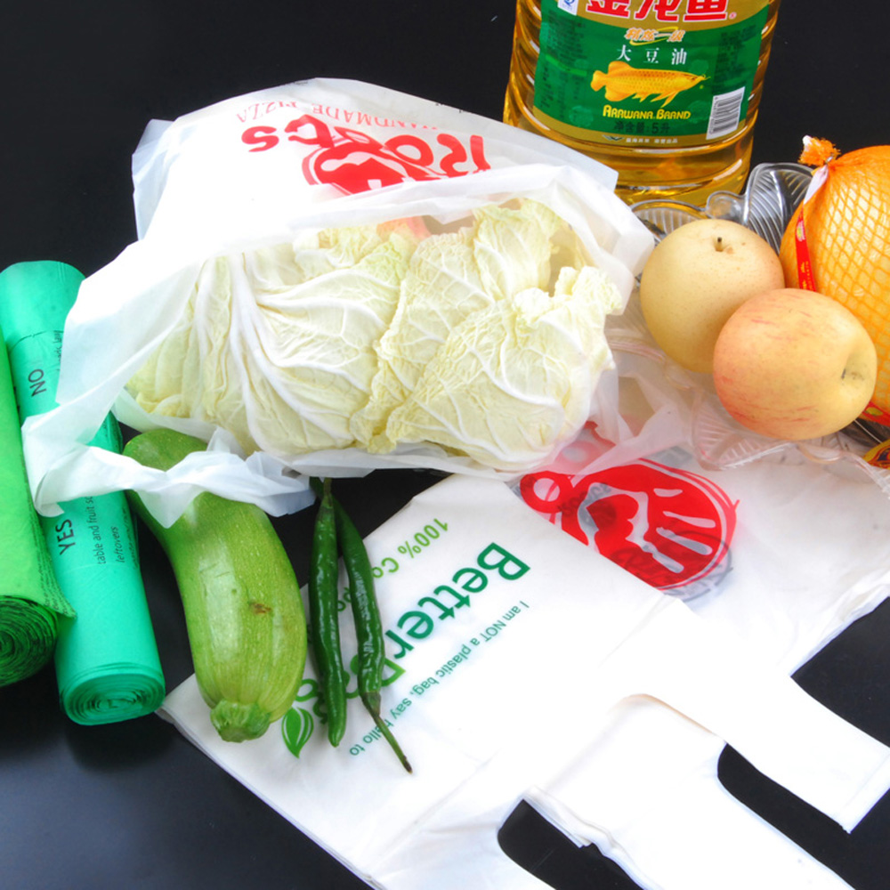 Corn Starch +PBAT Eco Friendly Vest T Shirt Bags Biodegrade Plastic Bags