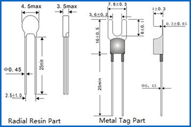 Bead Metal Lug Ceramic PTC Thermistors Limit Temperature Sensor MZ6 For Temperature Protection 1