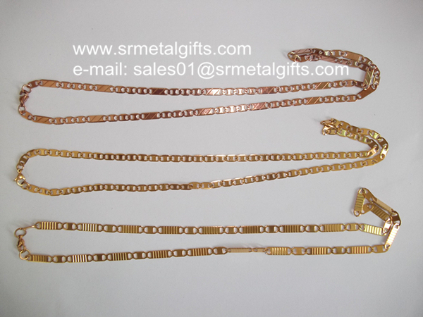 retail rose gold steel flat link chain necklace