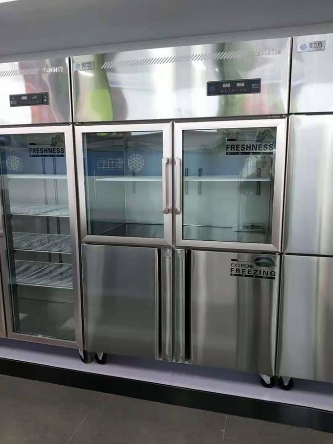Upper Double Glass Door Stainless Steel Freezer 4 Door Commercial 4
