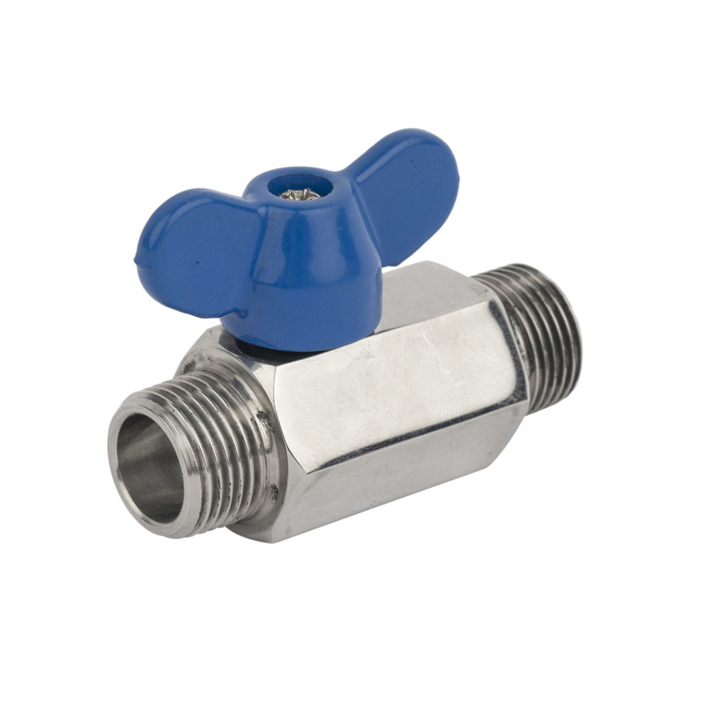 Stainless Mini Ball Valve NPT Male X Male Thread with Butterfly Handle