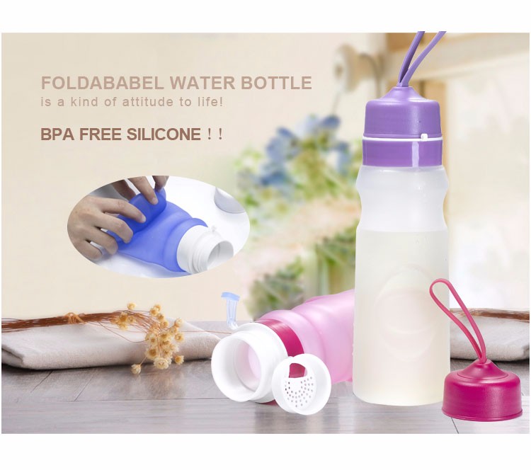 Better to holding 550ml Wholesale Sports Silicone Foldable Water Bottle