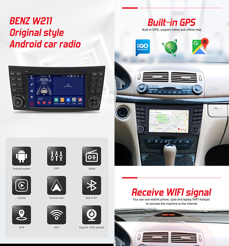 7 Inch OEM Car Radio , Octa Core Android Radio Fit Benz W211