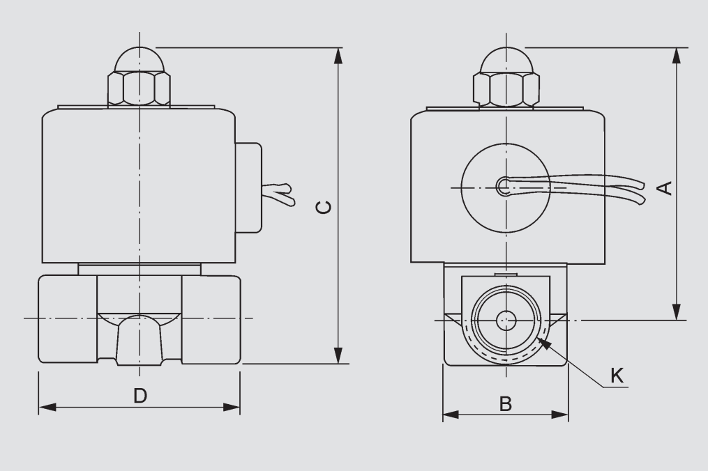 2W250-25 NC Solenoid Valve Dimension Drawing: