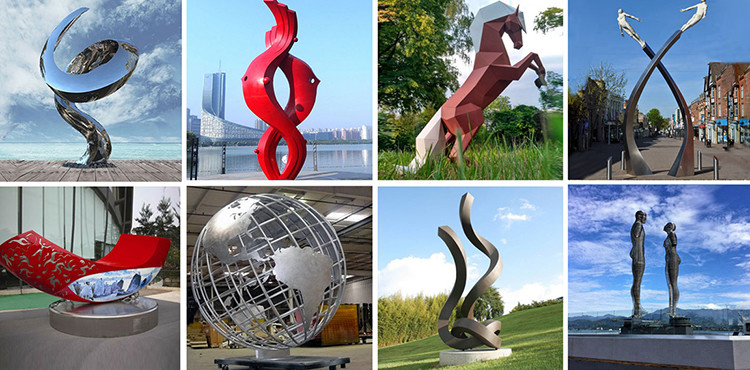 Landscaping Decoration Finished Modern Park Art Outdoor Lawn Ornament Metal Red Sculpture For Sale