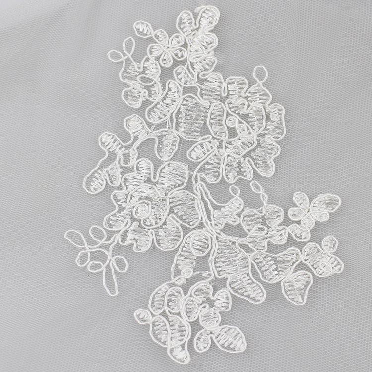 3D polyester nylon cording eyelash lace fabric