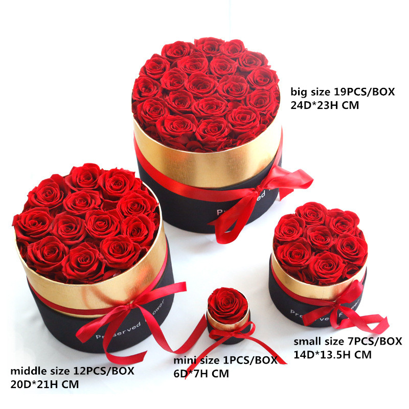 Long Lasting Preserved Roses Gift Eternal Rose In Round Flower Box That Last A Year