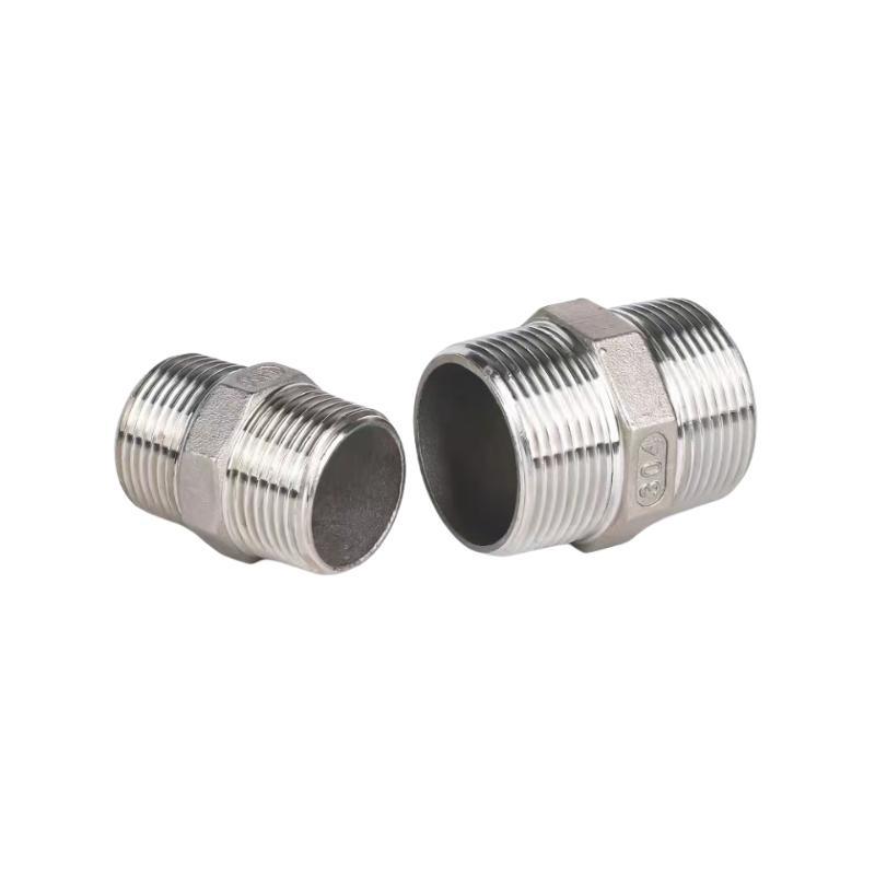 SS304/316 Thread Pipe Fittings M / M Threaded Nipple with CE Certificated