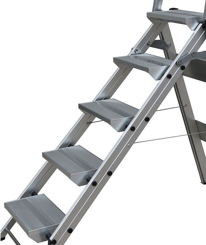 5 Steps Domestic Foldable Aluminum Ladder Step Stool with Handle