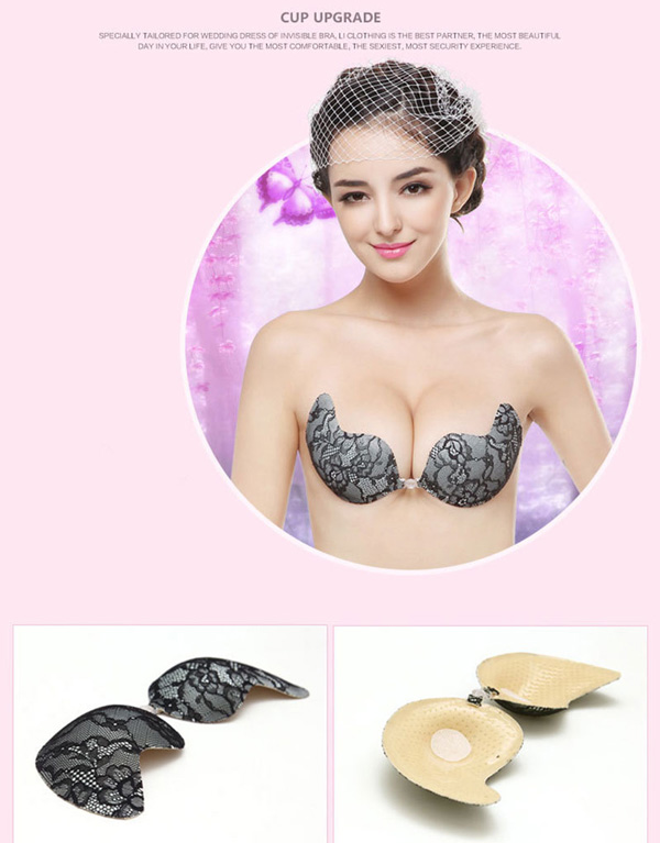 Fashion lace push up padded invisible bra with mango shape