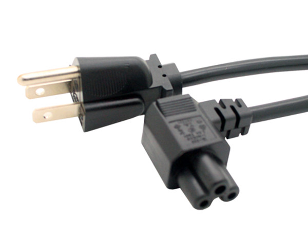 US Nema 5-15P to IEC 320 C5 angled power cord 3ft 