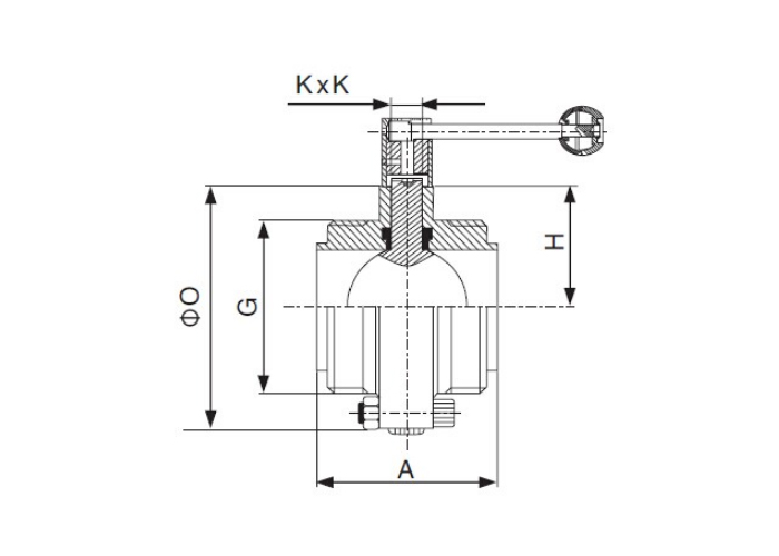  Dimension of Sanitary Threaded Butterfly Valve – ISO/IDF Series