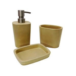 China Dyed Yellow Concrete soap dispenser / Oblong Concrete Toothbrush holder on sale 