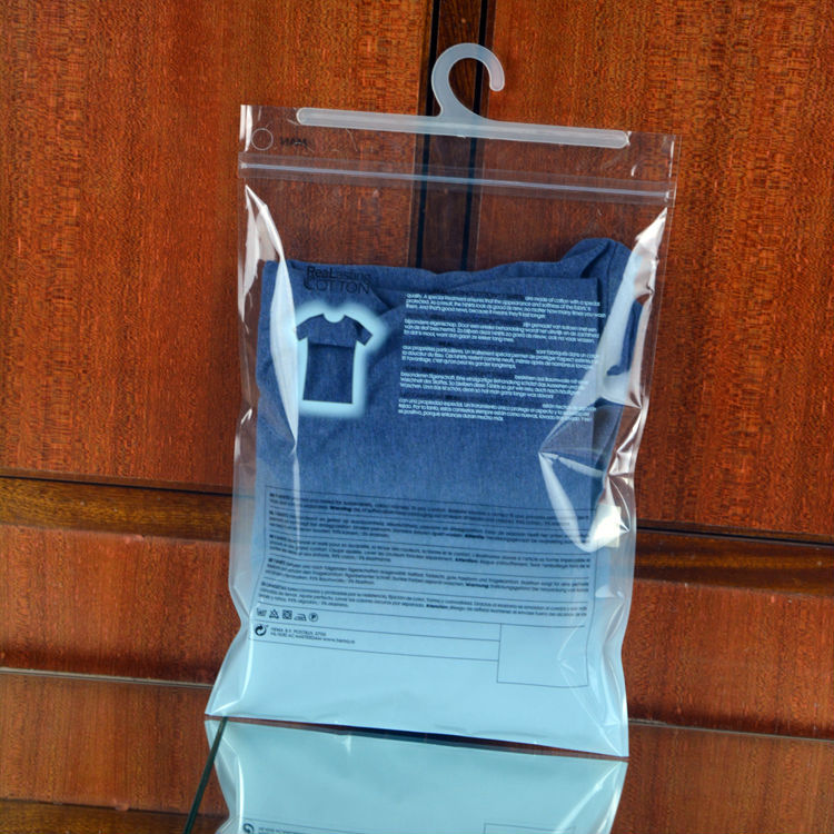 high quality plastic apparel packaging bag with hanger