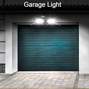 Solar powered garage light with motion sensor dusk to dawn wireless