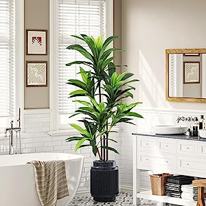 artificial plant faux dracaena tree silk fake tropical plants indoor home office greenery decor 