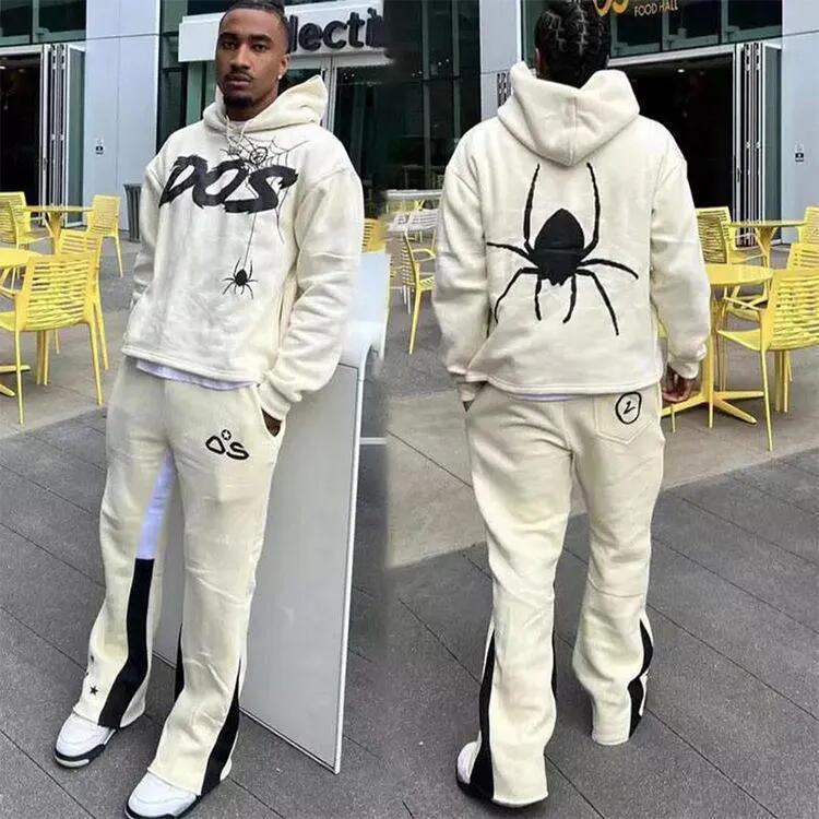 100% Cotton Custom Sweat Suits Two Piece Oversized Men Hoodie French Terry Oversized Puff Print Tracksuit for Men