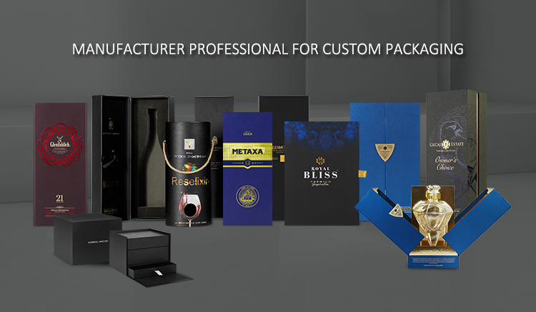 Creative Logo Black Luxury Cardboard Packaging Oval Round Tube Wine Glass Box for Wine