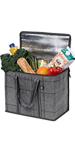 VENO Heavy Duty Insulated Grocery Bags, black grocery bags, insulated bag, food delivery bag