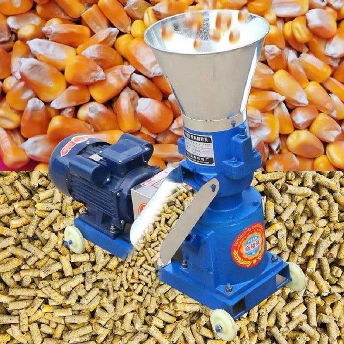 800-900kg/Hour Small Domestic Animal Feed Pelletizer Mixed Crushed Feed Pellet Machine