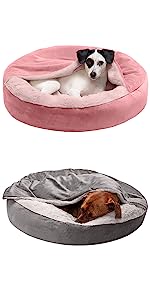 blanket attached; hooded; burrow; dog bed; cat bed; pet bed