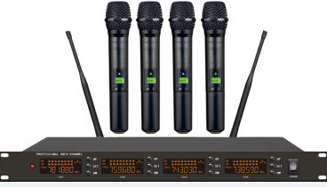 310 top wireless microphone system UHF 4-channels 200 channels LCD display PLL infrared
