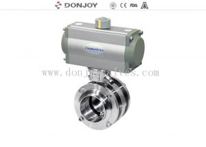 China Stainless Steel Sanitary Aluminum Actuator 3 Piece Flange Butterfly Valves on sale 