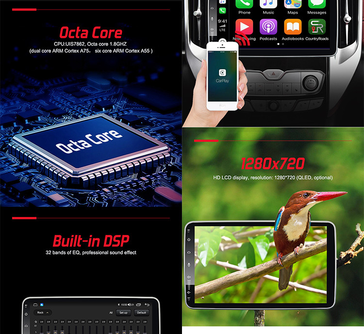 Universal Car Stereo 10.1inch Rotate Universal Car GPS Support RDS DAP Built-In 360 Panorama Camera ​