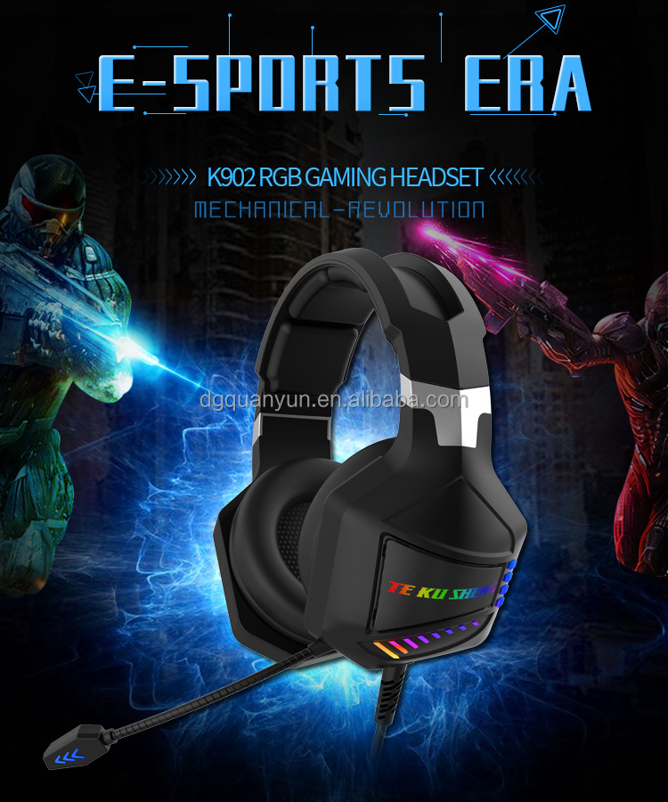 HOT Gaming Headphones with Microphone Hot Selling RGB Cool Lighting Headset Gaming Earbud & In-Ear Headphones