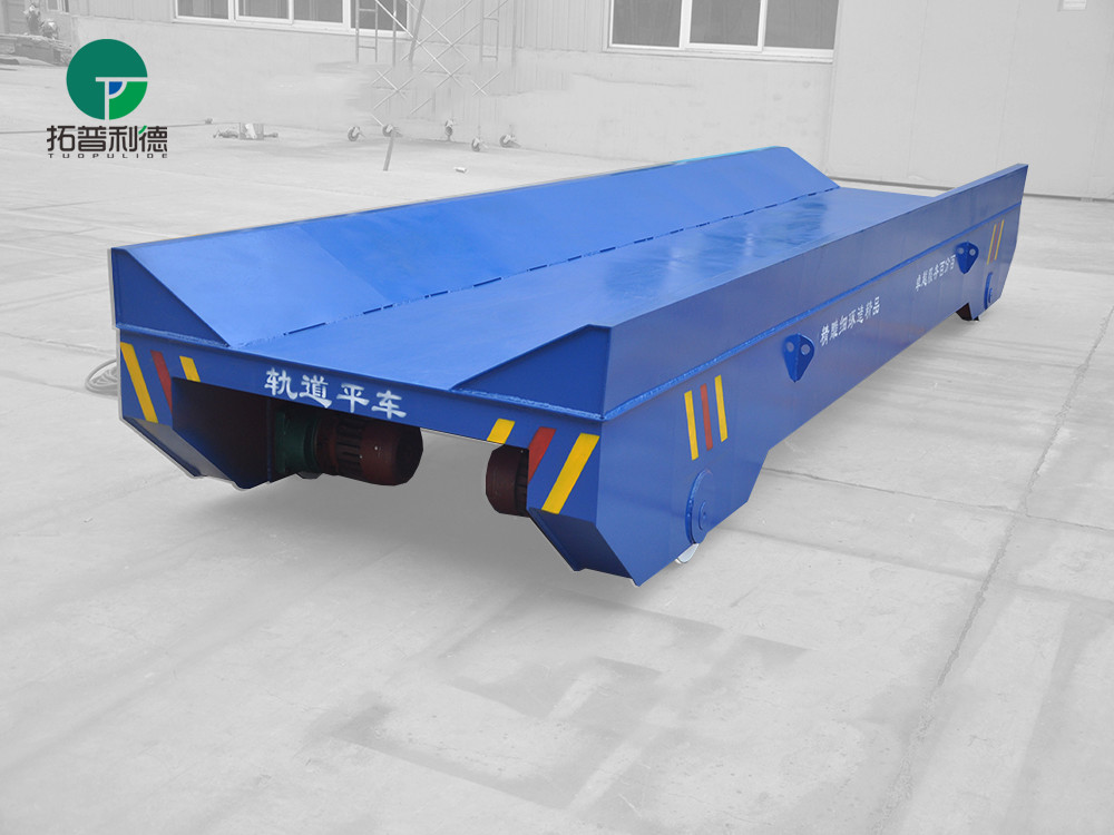50t emergency-stop button towed cable rail guided steel coil transfer wagon for steel plant