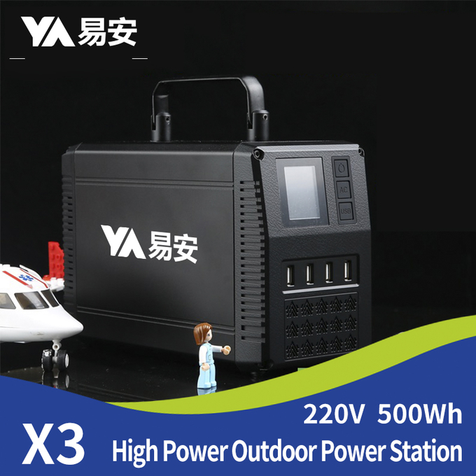 500W Lithium Portable Power Station Waterproof with more than 1500 life cycles and Led Screen indicator, 500Wh 3
