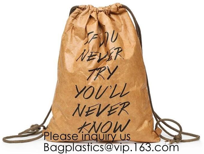 Drawstring Backpack - Tyvek Bag Paper bag,Waterproof Tyvek Bag for Gym or Travel, Inside Zippered Pocket Backpack Colorf 3