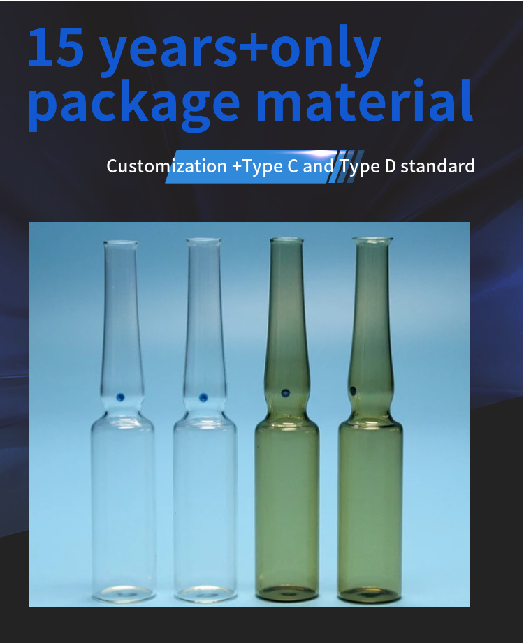 Hot Sale Wholesale Cheap ISO Standard Transparent Amber Pharmaceutical Ampoule Vial Type C Ampoule Empty Glass Ampoule