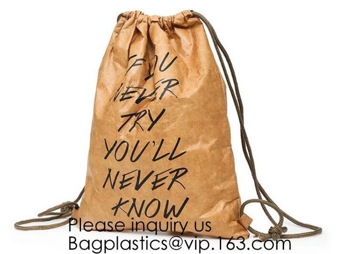 Drawstring Backpack - Tyvek Bag Paper bag,Waterproof Tyvek Bag for Gym or Travel, Inside Zippered Pocket Backpack Colorf 5