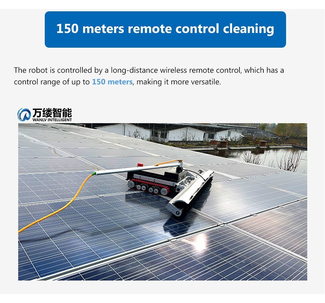 High-Performance Solar Panel Cleaning Robot with Pressure Washing Scrubbing Blades and Water Jets