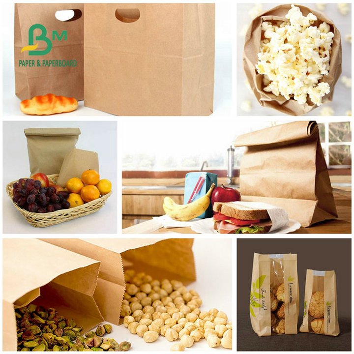 80gsm 100gsm 120gsm 61 * 86cm Brown Kraft Bag Paper For Packaging Food 