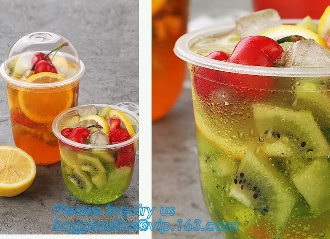 U Shaped Creative Disposable Plastic Cup Transparent Beverage Juice Coffee Tea Takeaway Packaging Cups With Lid 15