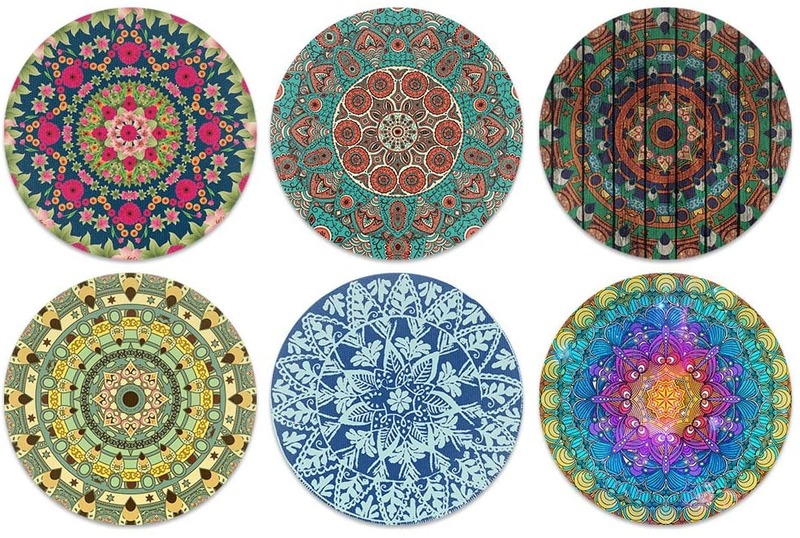 Minglu CM-008 Natural Rubber Round Coasters Fabric Carpet Drink Mats Coasterrug suitable for office, restaurant, home, or bars